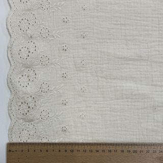 Double gauze/muslin BORDER Helene natural