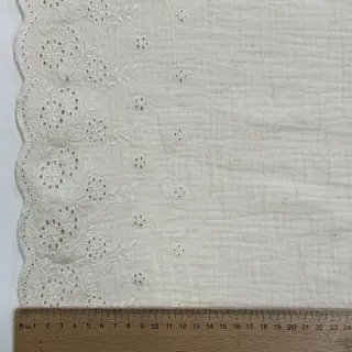 Double gauze/muslin BORDER Helene natural