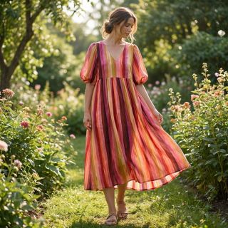 Viscose RADIANCE Stripes burgundy digital print