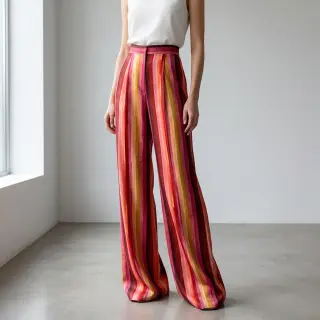 Viscose RADIANCE Stripes burgundy digital print