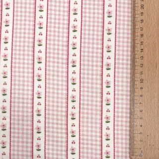 Double gauze/muslin Flowers check pink digital print