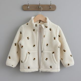 Coat fabric TEDDY JACQUARD EMBROIDERY Sunflower