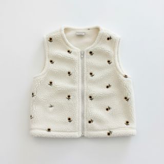 Coat fabric TEDDY JACQUARD EMBROIDERY Sunflower