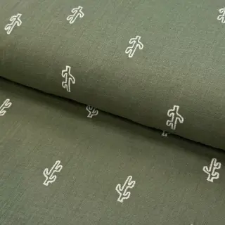 Double gauze/muslin EMBROIDERY Cactus green