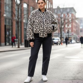 Coat fabric TEDDY JACQUARD Animal skin brown