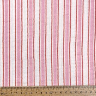 Double gauze/muslin YARN DYED Stripe in stripe pink
