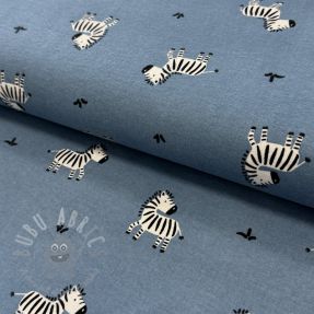 Cotton fabric FLANNEL Zebras blue