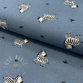 Cotton fabric FLANNEL Zebras blue
