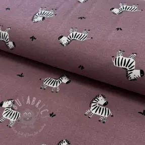 Cotton fabric FLANNEL Zebras mauve