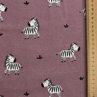 Cotton fabric FLANNEL Zebras mauve