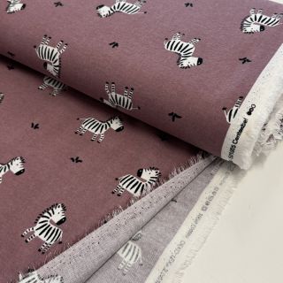 Cotton fabric FLANNEL Zebras mauve