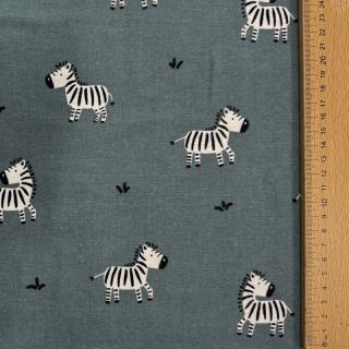 Cotton fabric FLANNEL Zebras green