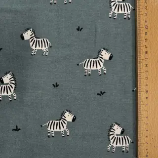 Cotton fabric FLANNEL Zebras green