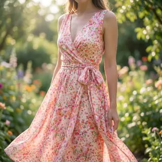 Viscose SATIN Dots digital print