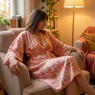 Viscose SATIN Dots digital print