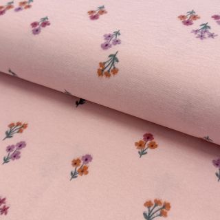 Cotton fabric FLANNEL Flowers light pink