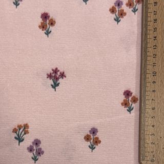 Cotton fabric FLANNEL Flowers light pink
