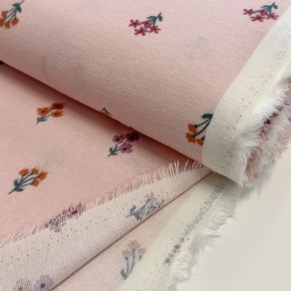 Cotton fabric FLANNEL Flowers light pink