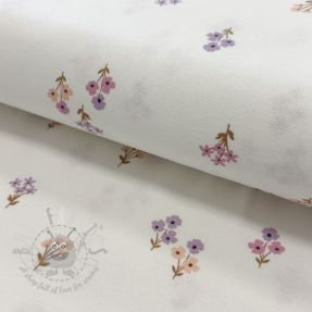 Cotton fabric FLANNEL Flowers white