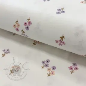 Cotton fabric FLANNEL Flowers white