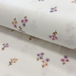 Cotton fabric FLANNEL Flowers white