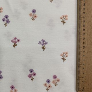 Cotton fabric FLANNEL Flowers white