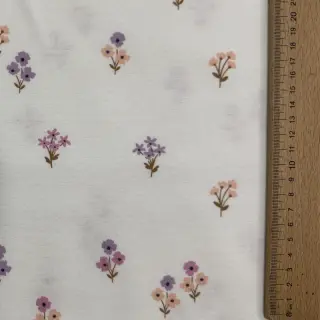 Cotton fabric FLANNEL Flowers white