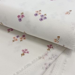 Cotton fabric FLANNEL Flowers white