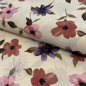 Cotton fabric VISCOSE Flowers offwhite digital print