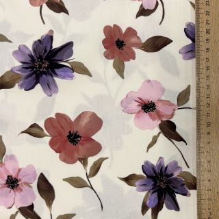 Cotton fabric VISCOSE Flowers offwhite digital print
