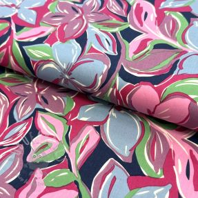 Cotton fabric VISCOSE Flowers green