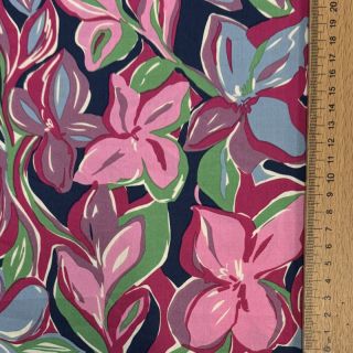 Cotton fabric VISCOSE Flowers green