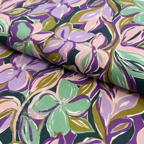 Cotton fabric VISCOSE Flowers cobalt