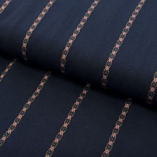 Cotton fabric JACQUARD DOBBY navy