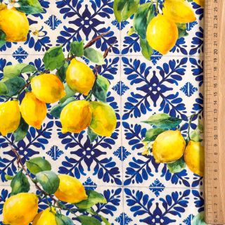 Cotton fabric VISCOSE Lemons digital print