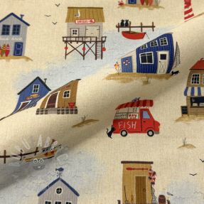 Decoration fabric Village Harbour Life digital print