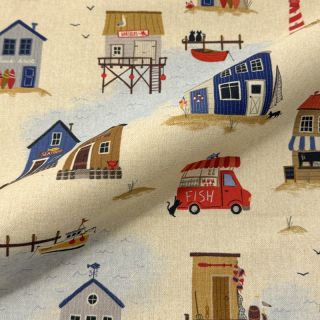 Decoration fabric Village Harbour Life digital print