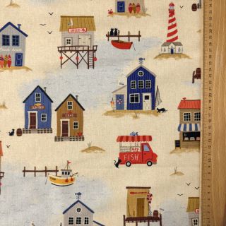 Decoration fabric Village Harbour Life digital print