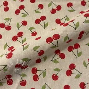 Decoration fabric Linenlook premium Cherry Happy Joy