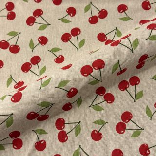 Decoration fabric Linenlook premium Cherry Happy Joy