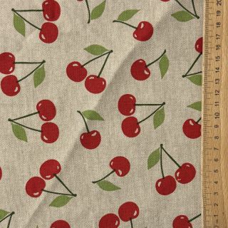 Decoration fabric Linenlook premium Cherry Happy Joy