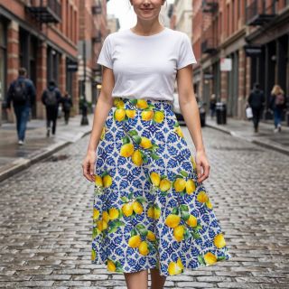 Cotton fabric VISCOSE Lemons digital print