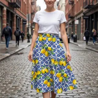 Cotton fabric VISCOSE Lemons digital print