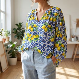 Cotton fabric VISCOSE Lemons digital print