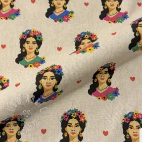 Decoration fabric Linenlook premium Viva Flower Girl