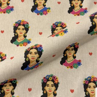 Decoration fabric Linenlook premium Viva Flower Girl