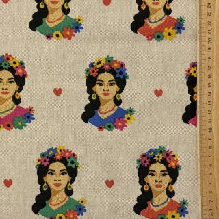 Decoration fabric Linenlook premium Viva Flower Girl