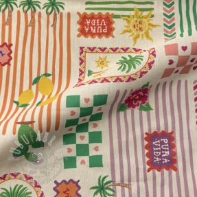 Decoration fabric Linenlook Pura Vida Patch digital print