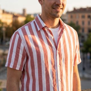 Viscose YARN DYED Stripes BIG orange