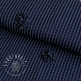 Viscose YARN DYED Stripes and flowers navy